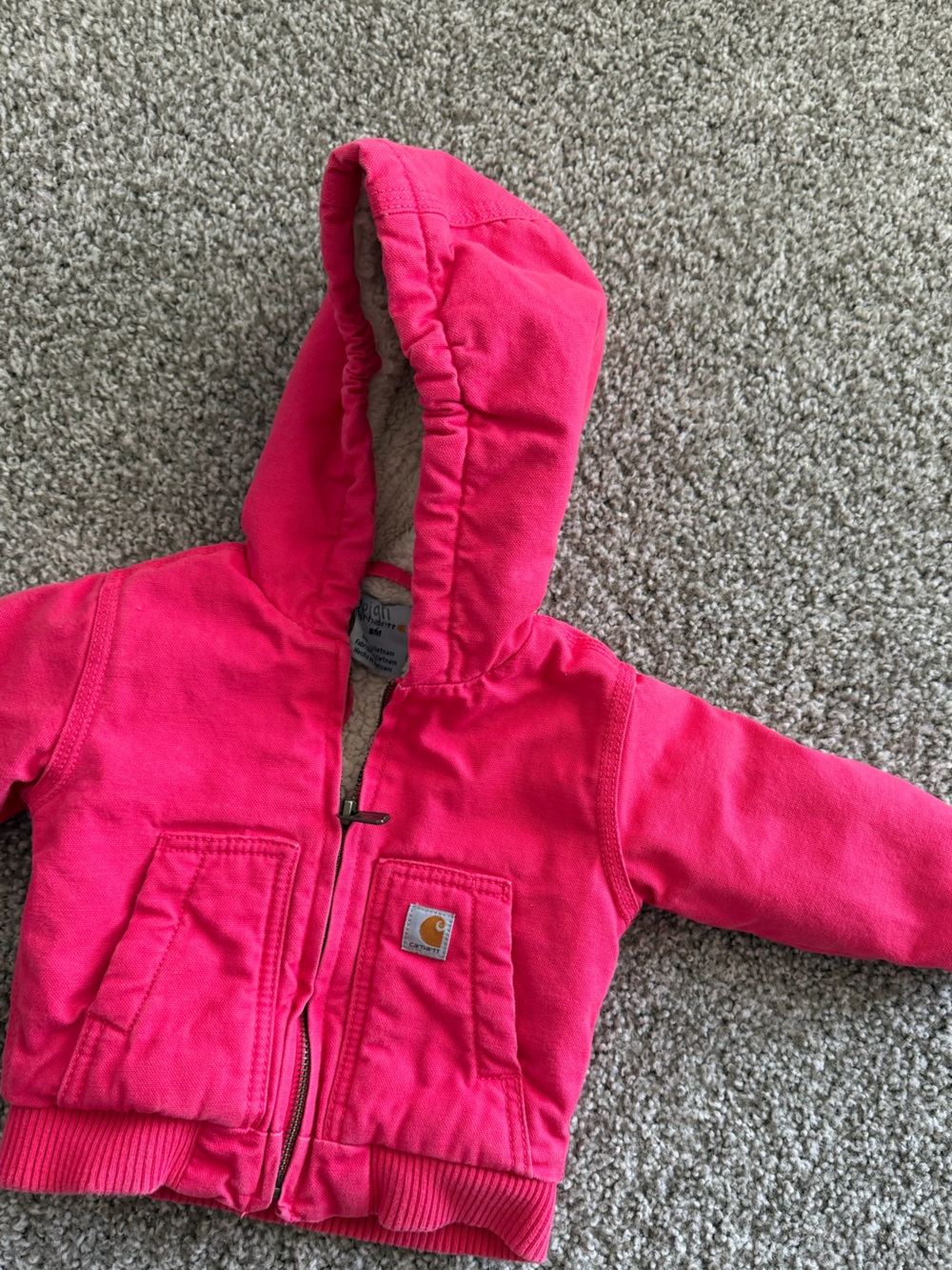 Carhartt Kids Hot Pink Sherpa-Lined Hooded Puffer Jacket
